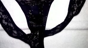 Huge load of cum on my sister's dirty panties (18 spurts)