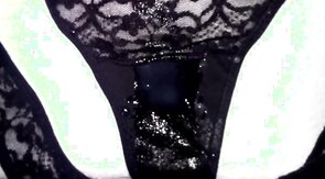 Huge load of cum on my sister's dirty panties (18 spurts)