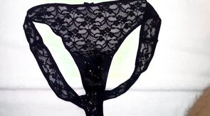 Huge load of cum on my sister's dirty panties (18 spurts)