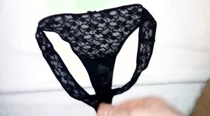 Huge load of cum on my sister's dirty panties (18 spurts)