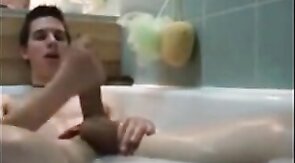 Twink jerking off in bathtub
