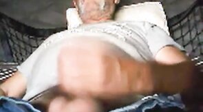 Older gentleman shooting his load