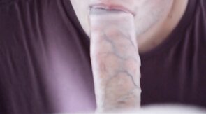 Buddy deep throating and face fucking my big cock on poppers