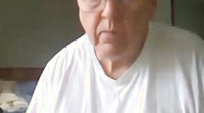 old man jerking his big dick