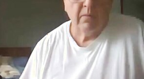 old man jerking his big dick