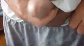 old man jerking his big dick