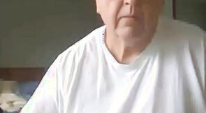 old man jerking his big dick