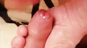 Old man cums over my young shaven cock