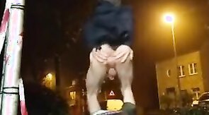 Twink plays with his ass discreetly outside