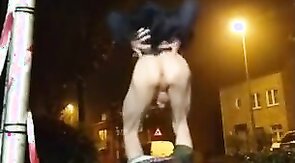 Twink plays with his ass discreetly outside