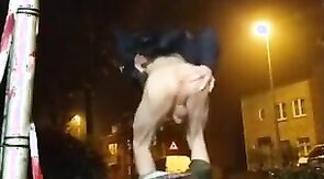 Twink plays with his ass discreetly outside