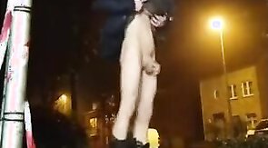 Twink plays with his ass discreetly outside