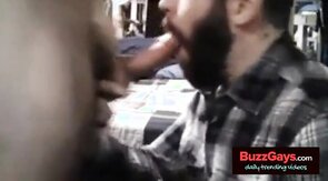 Sub sucking and feeding on his man's load