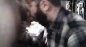 Sub sucking and feeding on his man's load