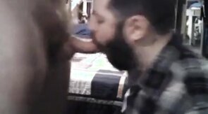 Sub sucking and feeding on his man's load