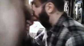 Sub sucking and feeding on his man's load