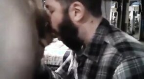 Sub sucking and feeding on his man's load