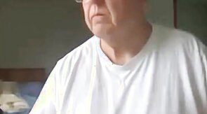 old man jerking his big dick