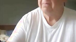 old man jerking his big dick