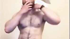 Hung and hairy British hunk wanking