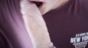 Buddy deep throating and face fucking my big cock on poppers