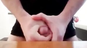 Guy wanks his enormous gigantic cock