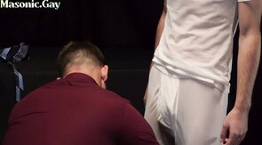 Suited dominant DILFS fuck oiled twink in bareback 3som