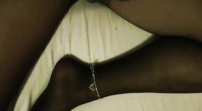 Crossdresser sissy ripping pantyhose with cumshot. CD trap