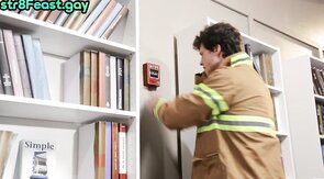 Dreamy firefighter cockridden by college student