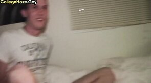 Hazed str8 dormitory stud fucked in 3way for fraternity