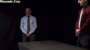 Dominant gay masons fuck oiled skinny twink in 3some