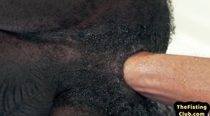 Hairy asshole Black hunk assfisted and rimmed by skinny