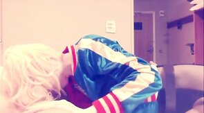 Suicide Squad Harley Quinn crossdresser suck and swallow