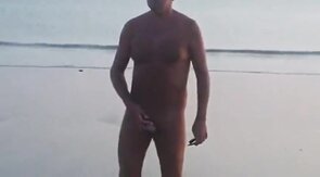 Daddy takes a stroll and blows the cameraman