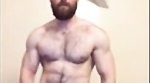 Hung and hairy British hunk wanking