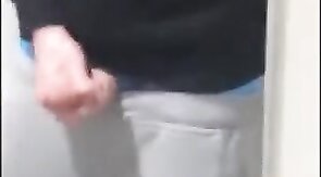 Cute Boy wank in school bathroom and cum in classroom