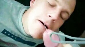 Webcam of Mate JP Eating My Cum