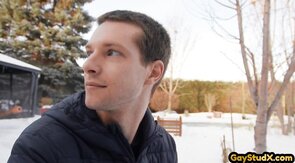 Dominant Snowman barebacks greedy stud in tight asshole