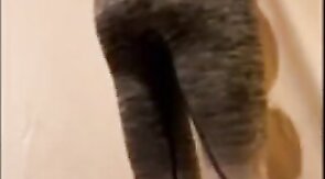 cute sissy in leggings with a bulge