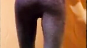 cute sissy in leggings with a bulge