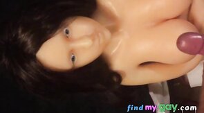 Doll facial with lots of cum