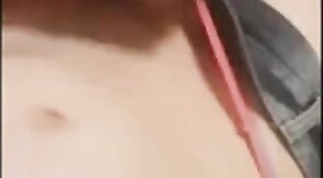 Stroking in tight jeans shorts