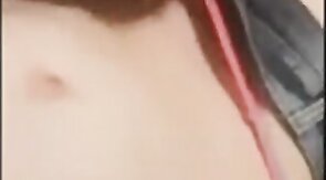 Stroking in tight jeans shorts