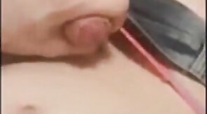 Stroking in tight jeans shorts