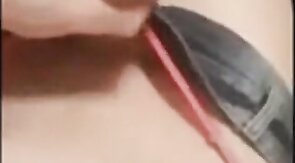 Stroking in tight jeans shorts