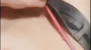 Stroking in tight jeans shorts