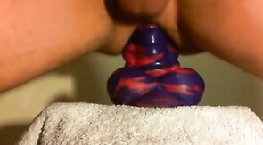 amateur Anal sex toy fun with flint the bad dragon !