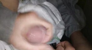 Twink cumming his wet diaper