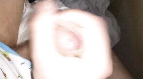 Twink cumming his wet diaper