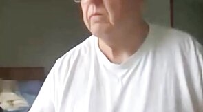 old man jerking his big dick